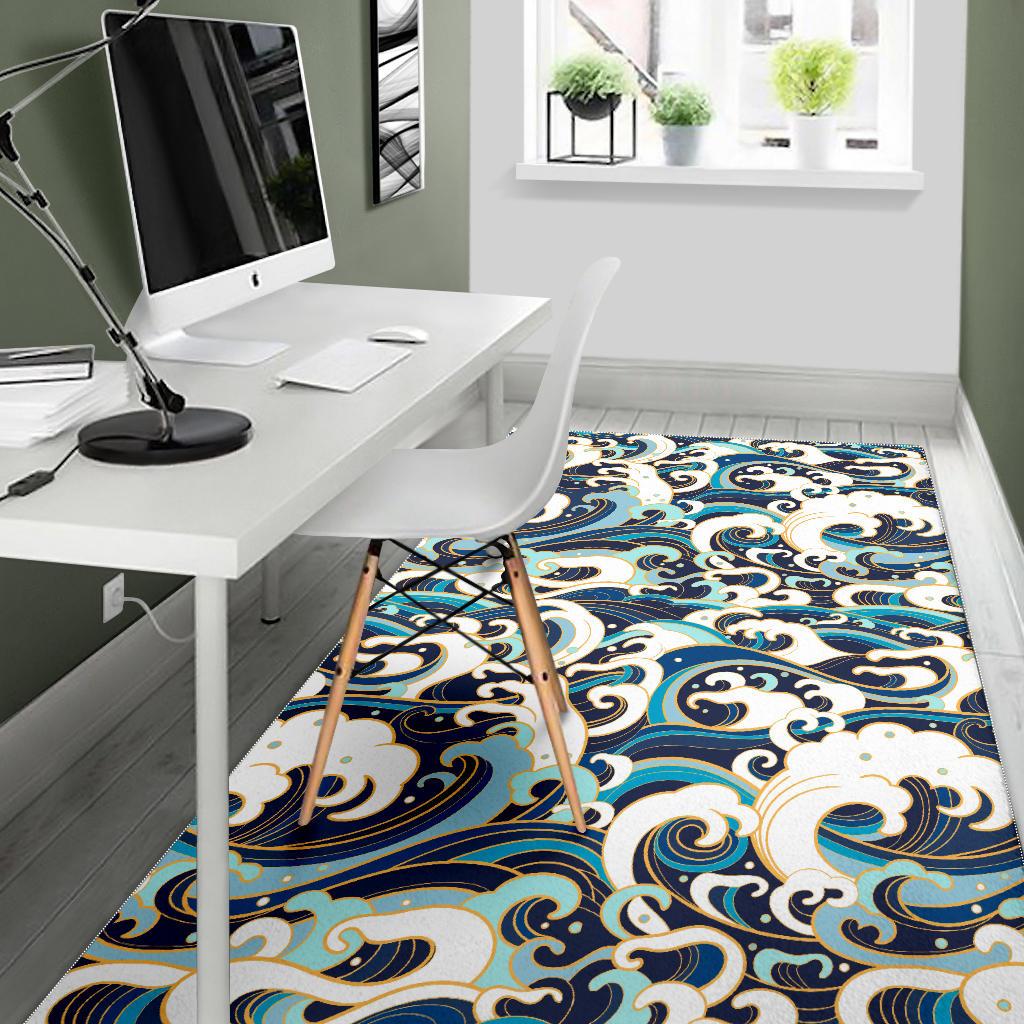 Japanese wave pattern Area Rug