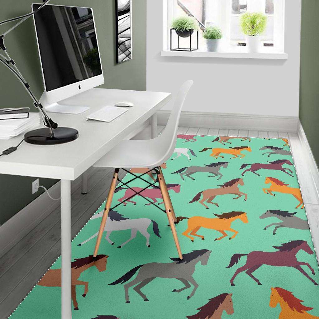Colorful horses pattern Area Rug