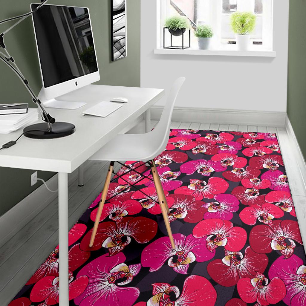 Orchid Red Pattern Print Design OR05 Area Rugs