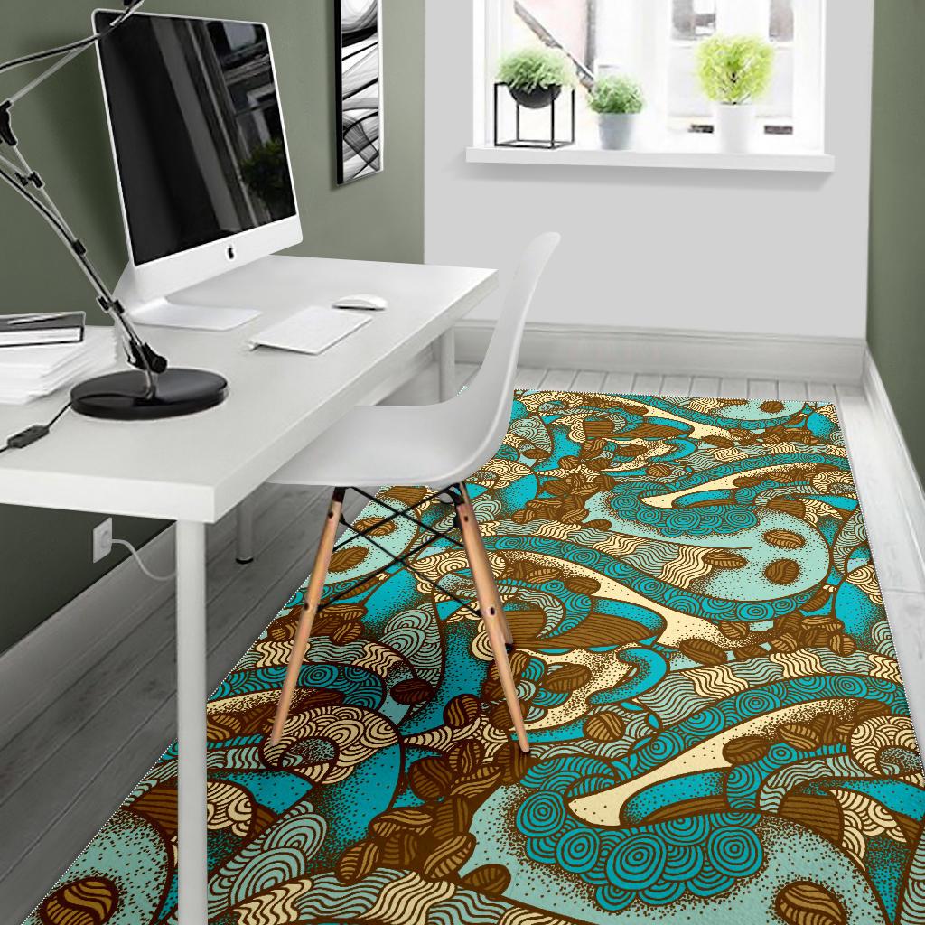 Coffee Bean Pattern Graphic Ornate Area Rug