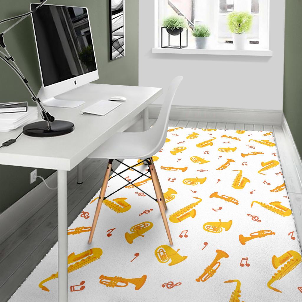 Saxophone Pattern Theme Area Rug