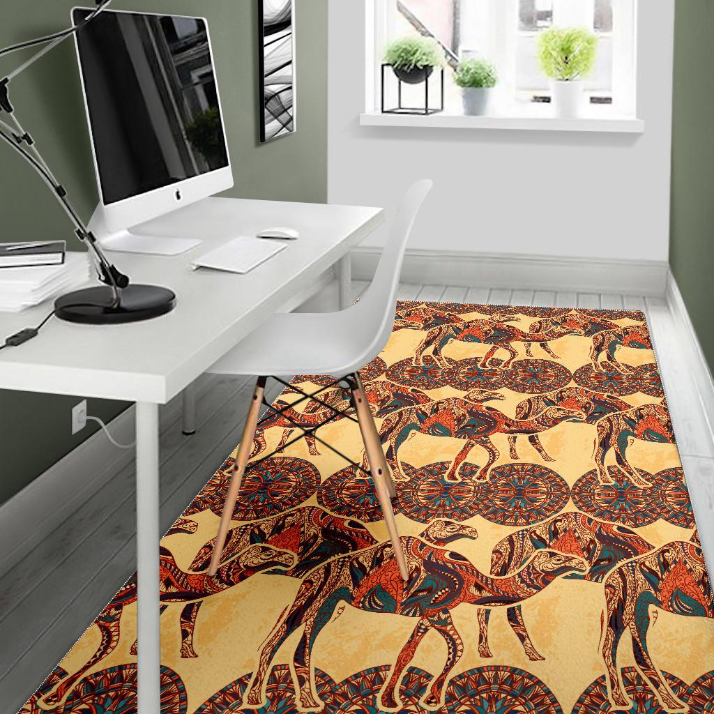 Camel polynesian tribal design pattern Area Rug