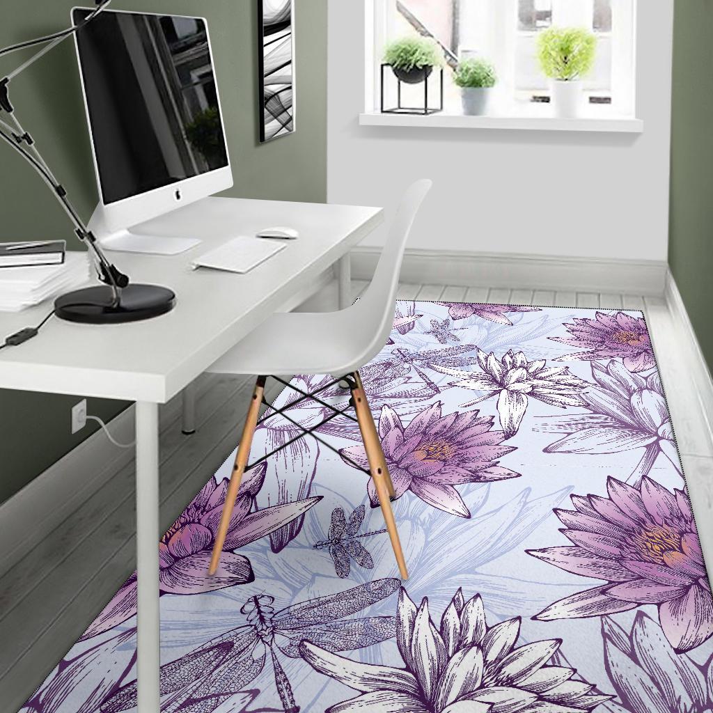 Water Lily Pattern Print Design WL01 Area Rugs