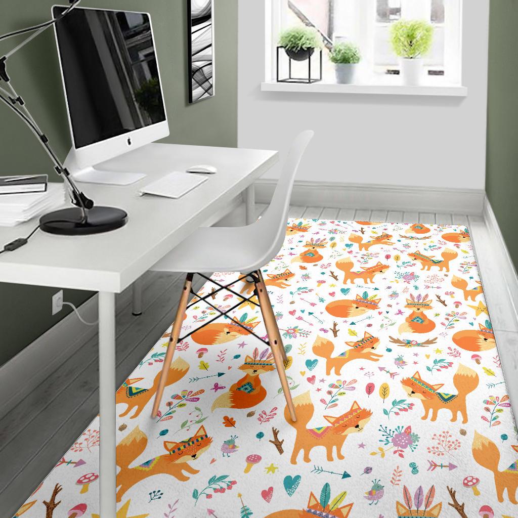cute tribal fox pattern Area Rug