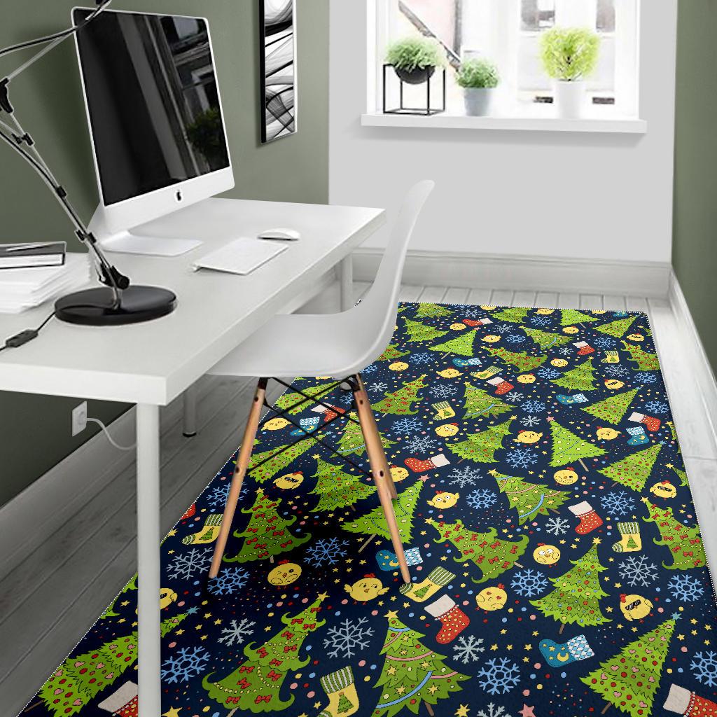 Christmas Tree Snowflake Pattern Area Rug