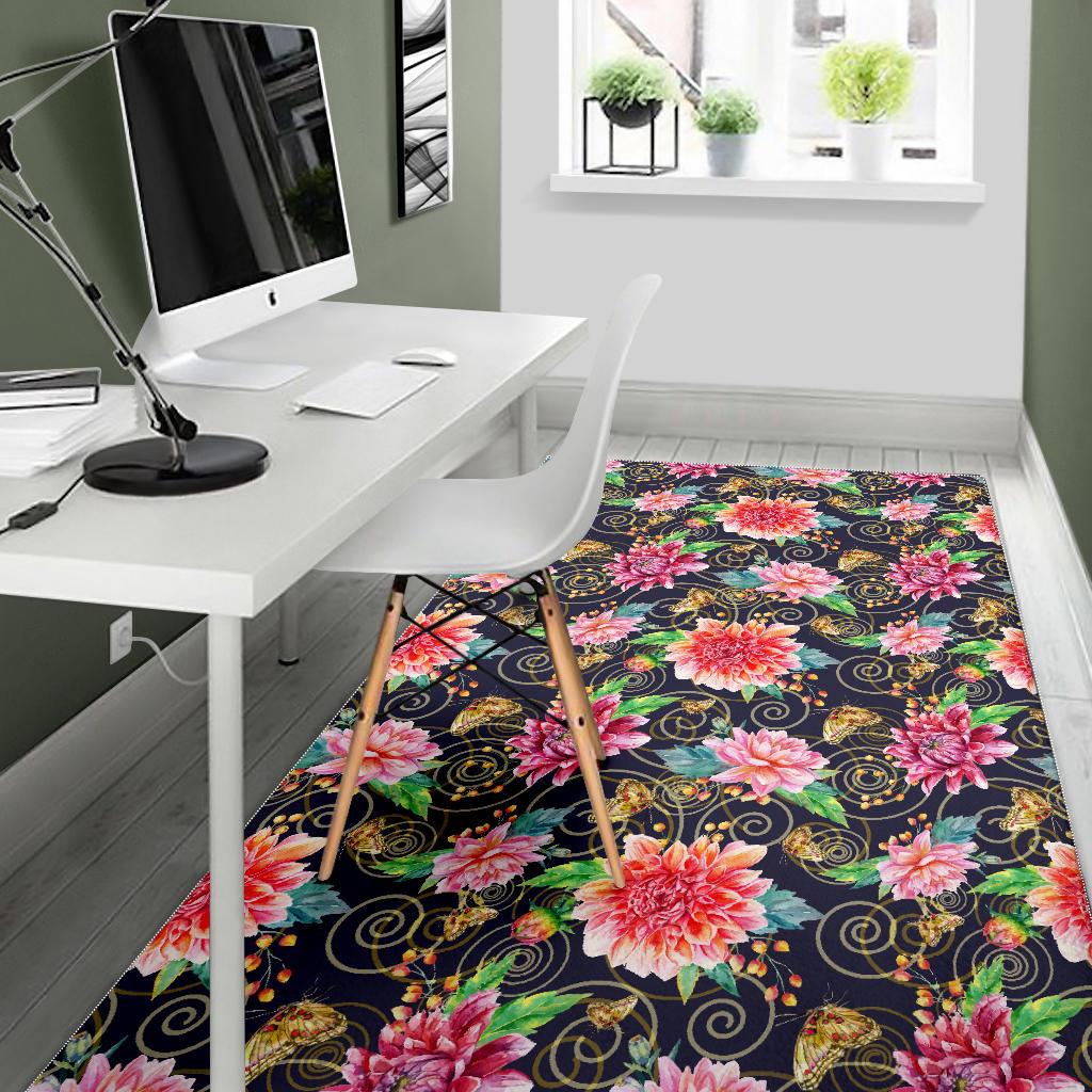 Dahlia Pattern Print Design DH02 Area Rugs