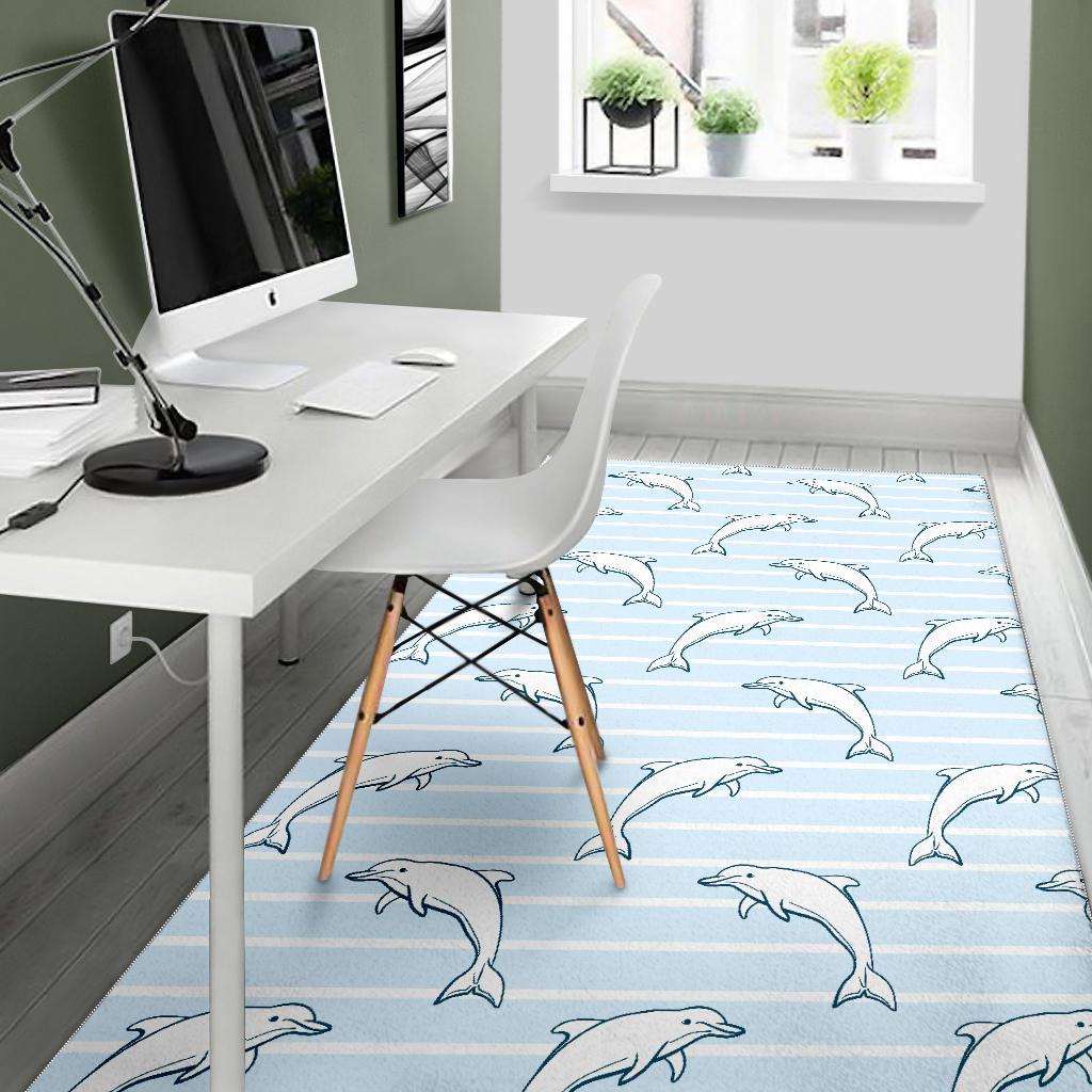 Dolphin blue striped background Area Rug