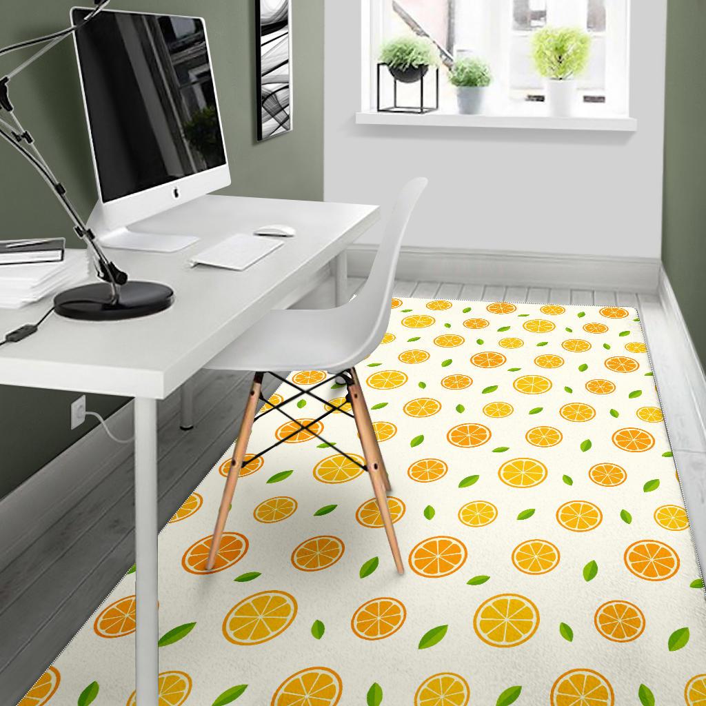 oranges leaves pattern Area Rug