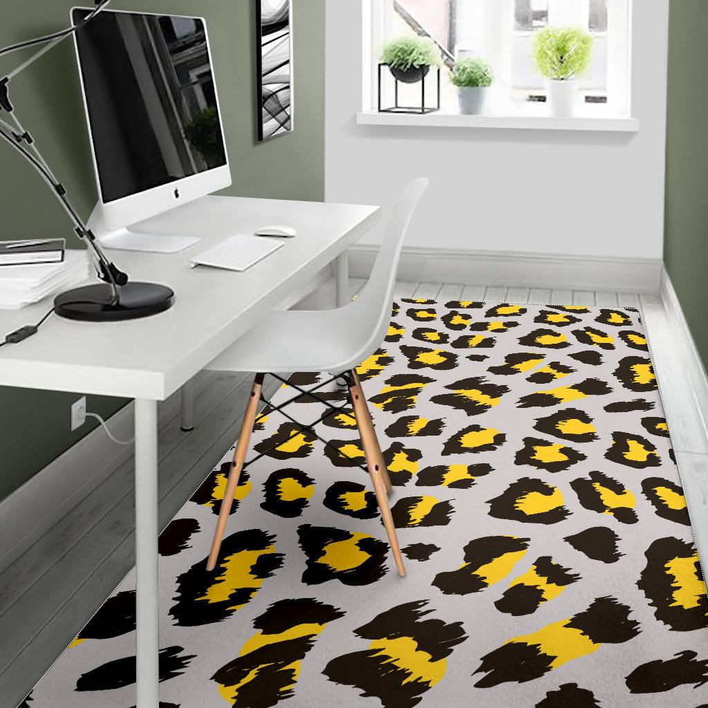 Gray Leopard print pattern Area Rug