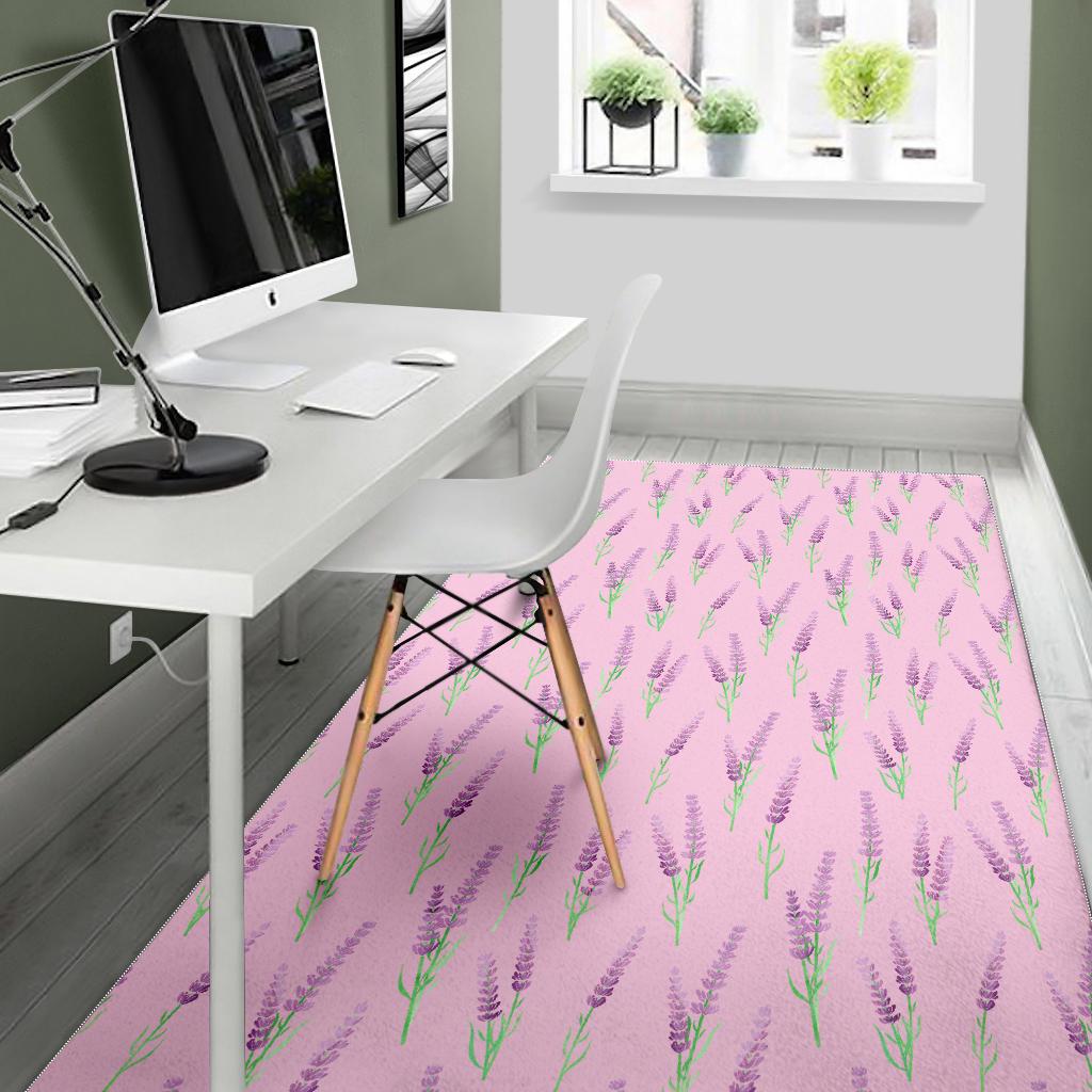 Lavender pattern pink background Area Rug