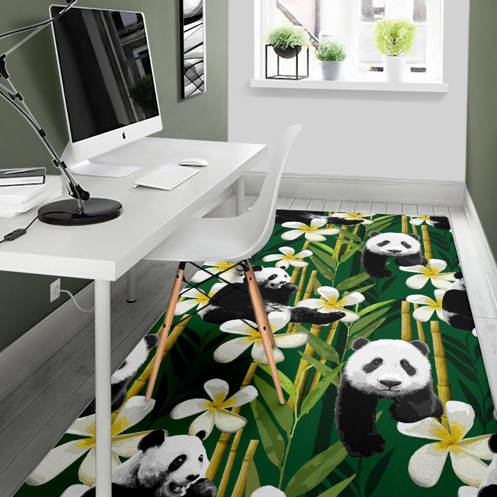Panda Bamboo Flower Pattern  Area Rug