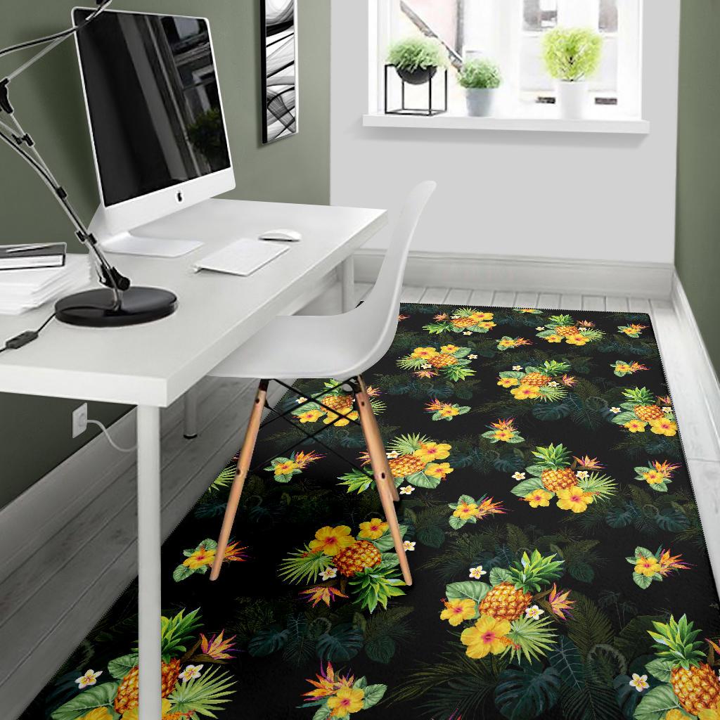 Pineapple Tropical Flower Print Pattern Area Rugs