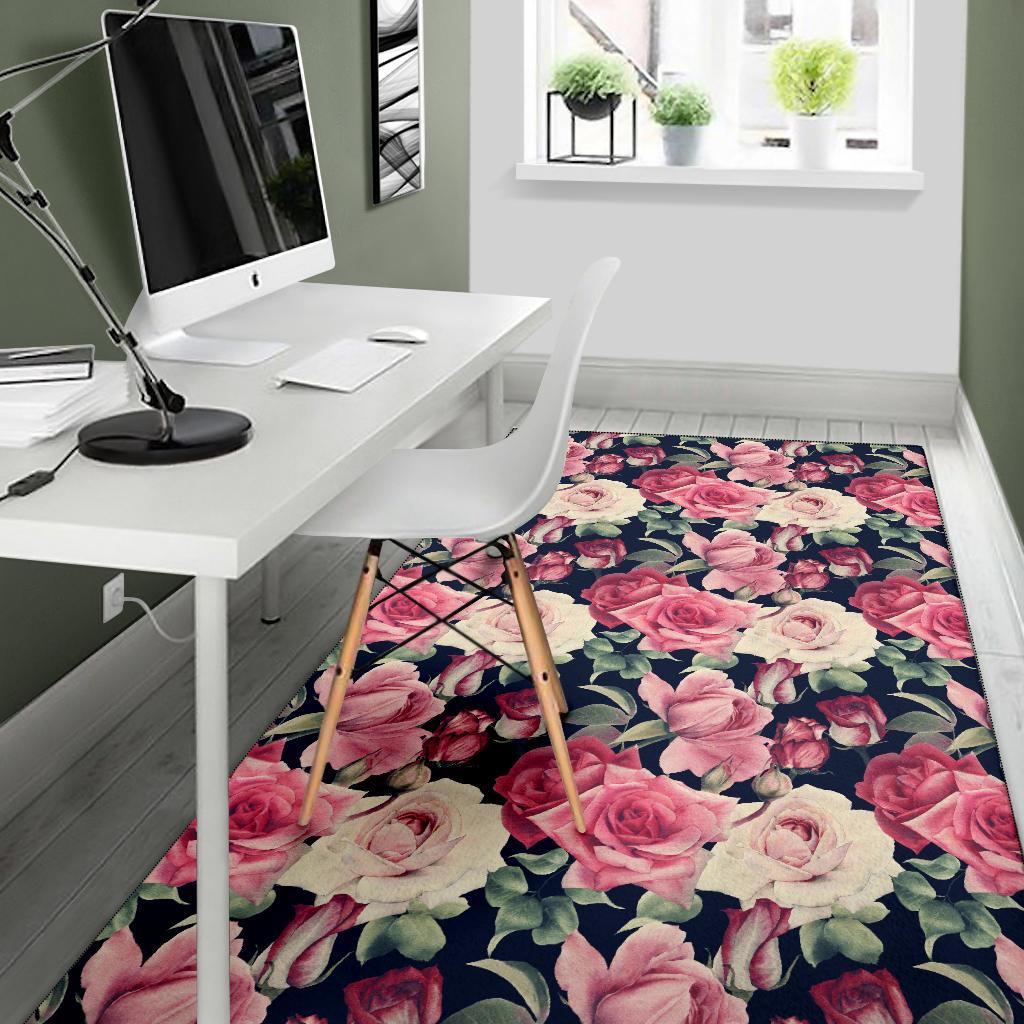 Rose Pattern Print Design RO05 Area Rugs