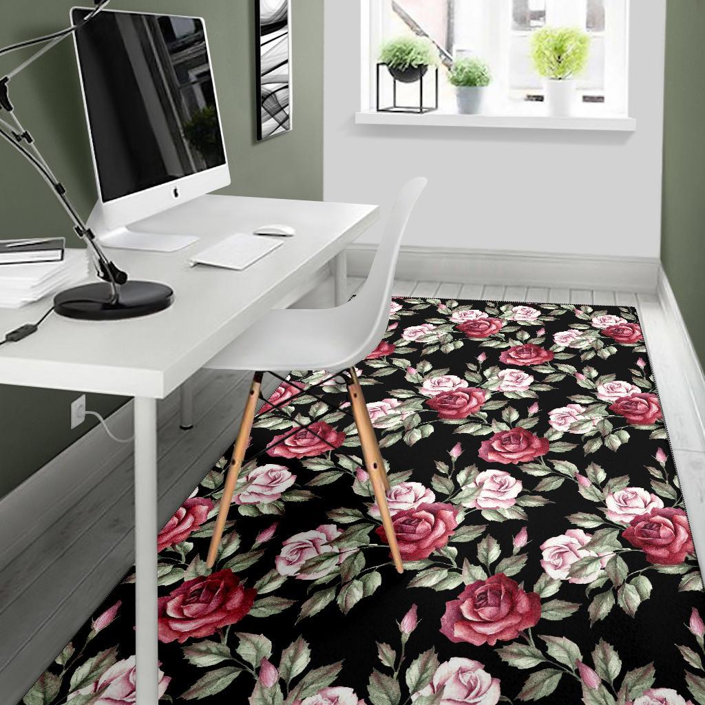 Rose Red Pink Pattern Print Design RO03 Area Rugs