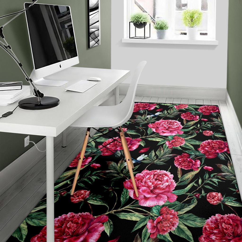 Peony Pattern Print Design PE04 Area Rugs