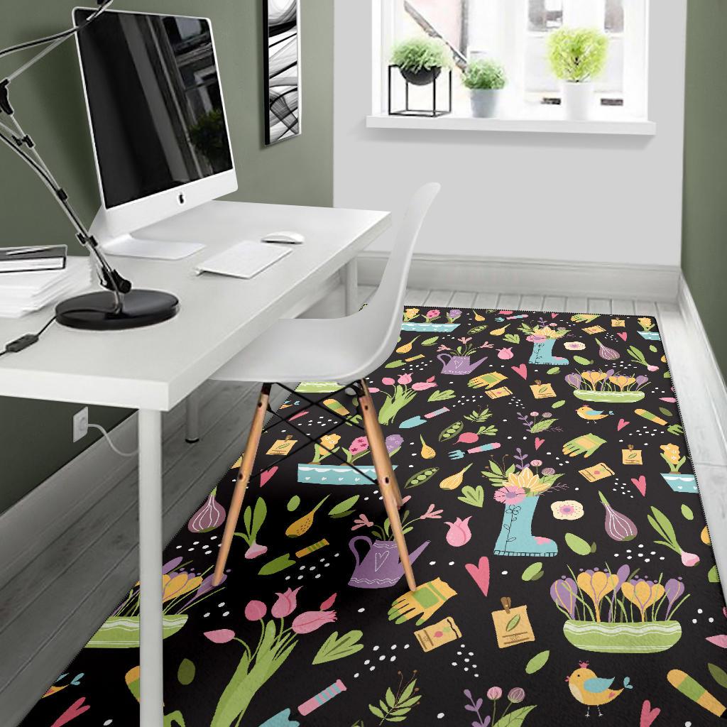 Gardening Pattern Print Design G03 Area Rugs