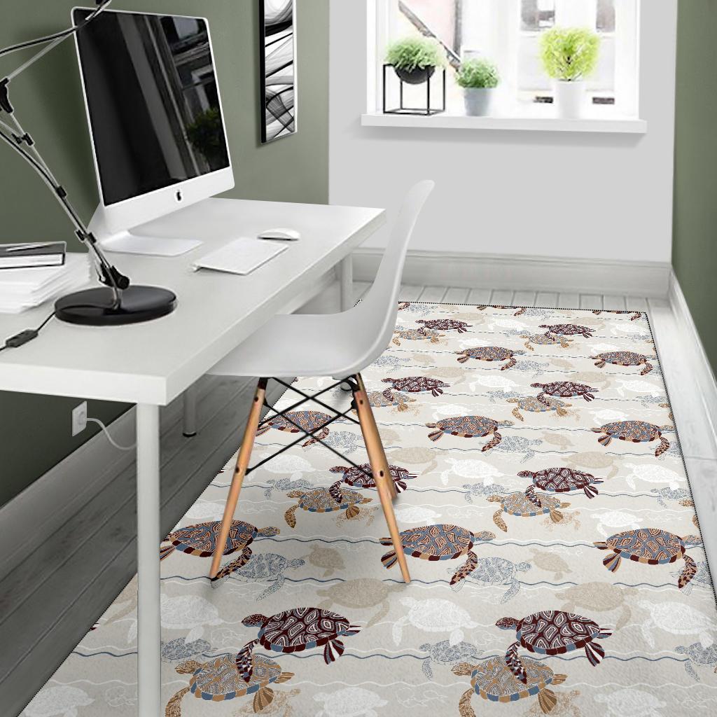 Sea Turtle Pattern Print Design T07 Area Rugs