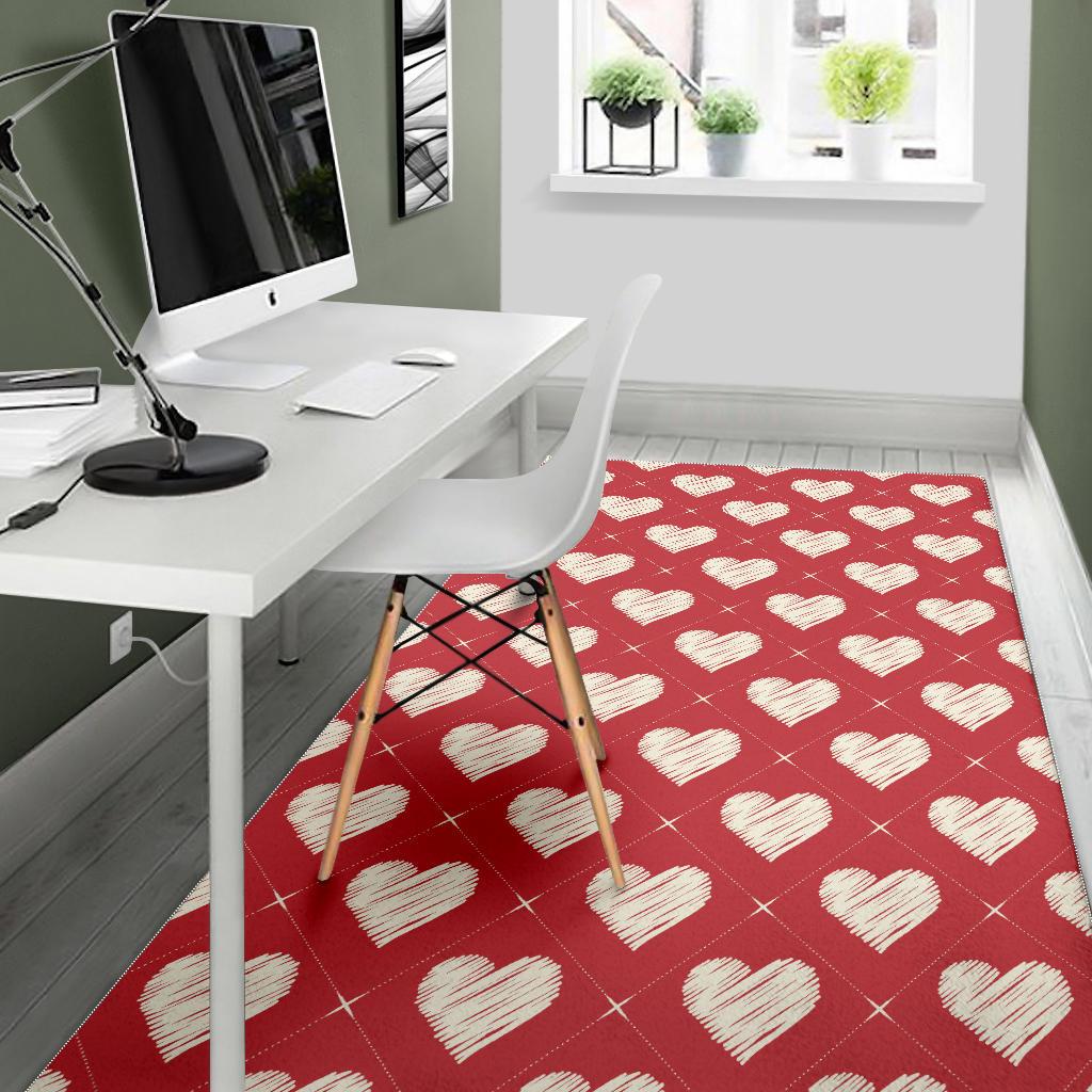 Heart Red Pattern Area Rug