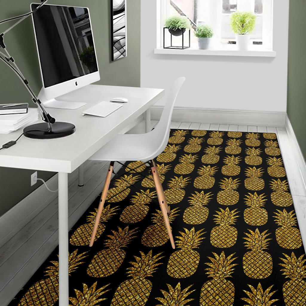 Gold Pineapple Pattern Print Design PP011 Area Rugs