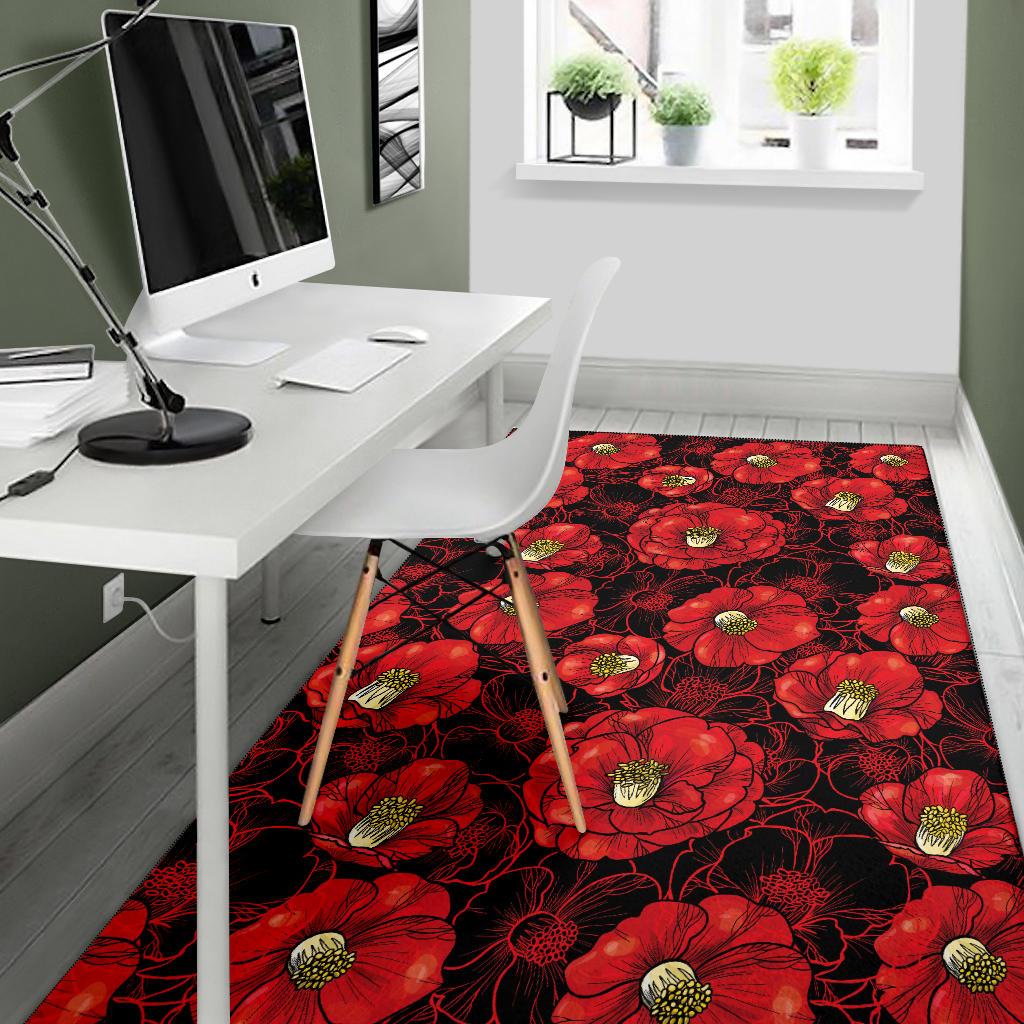 Camellia Pattern Print Design CM06 Area Rugs