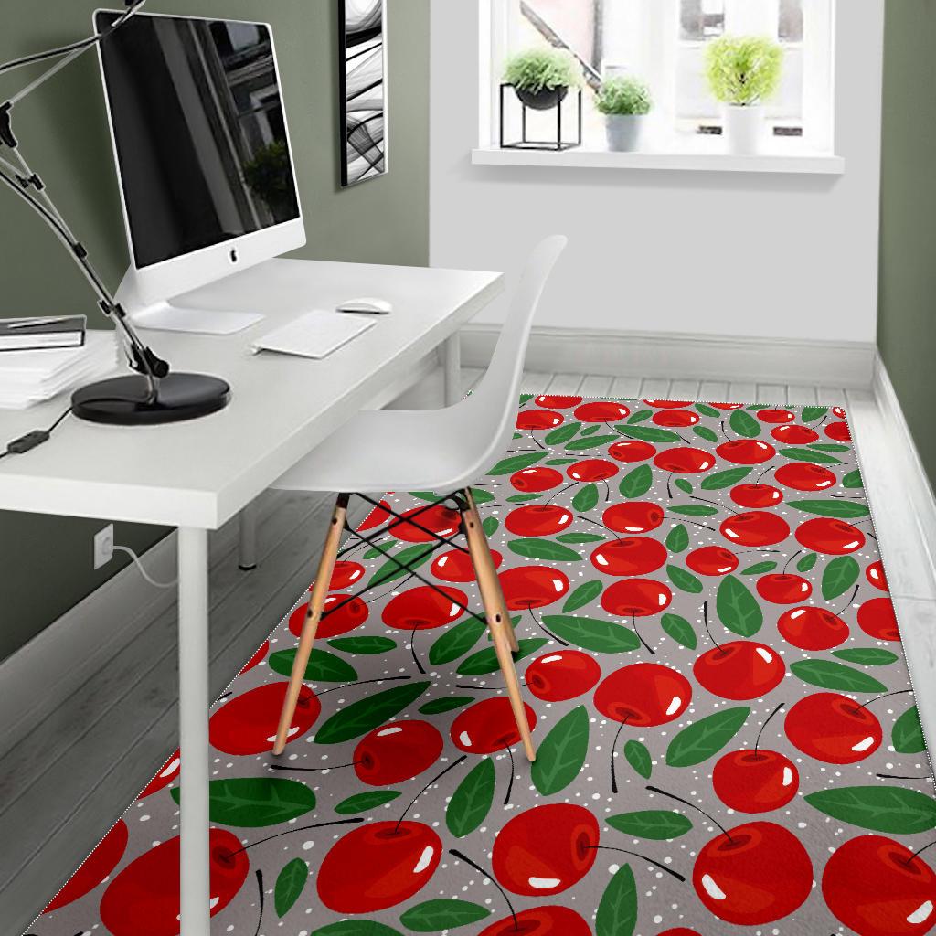 Cherry Leaves Pattern Area Rug