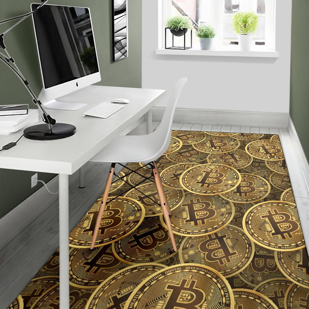 Bitcoin Pattern Print Design DO01 Area Rugs