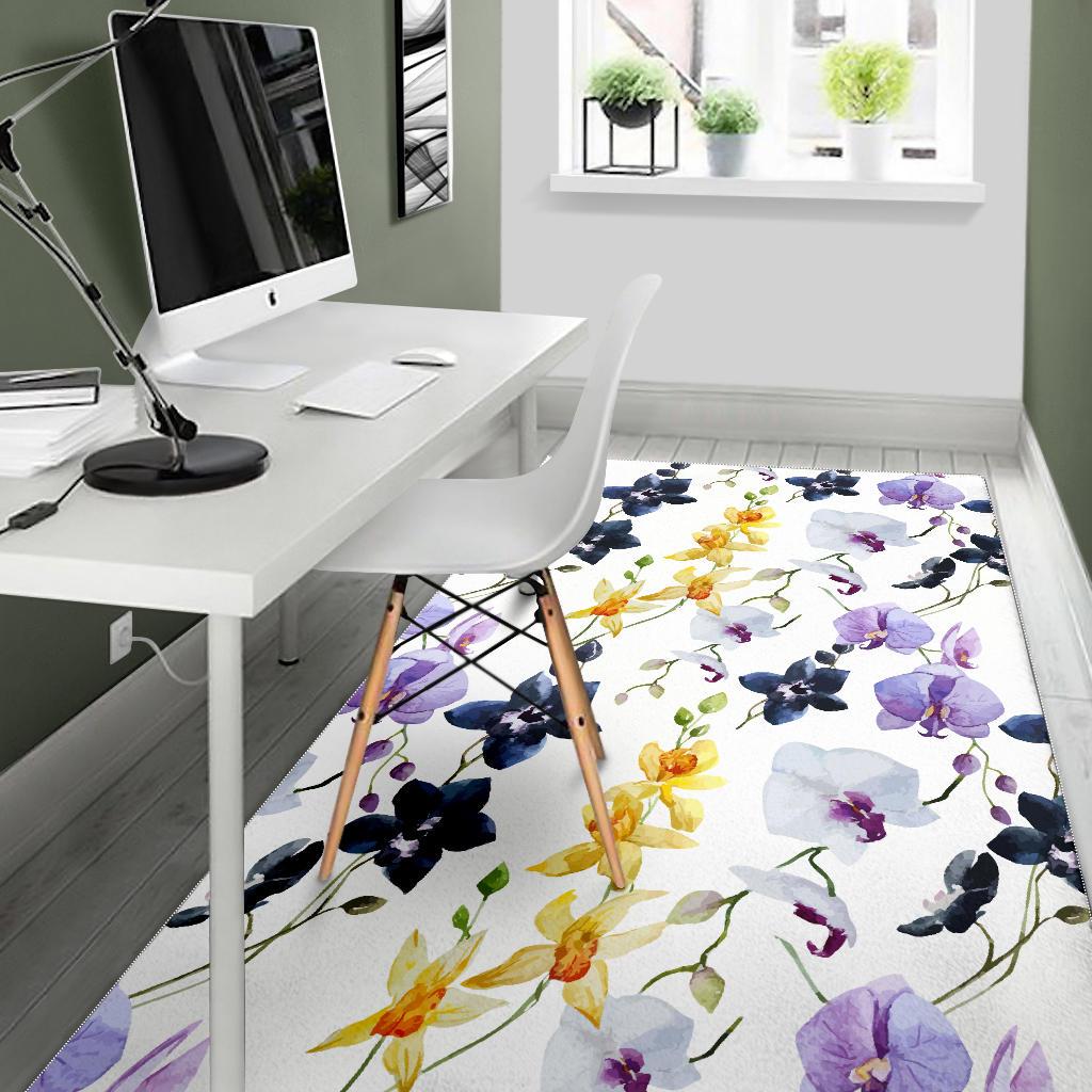Orchid Pattern Background Area Rug