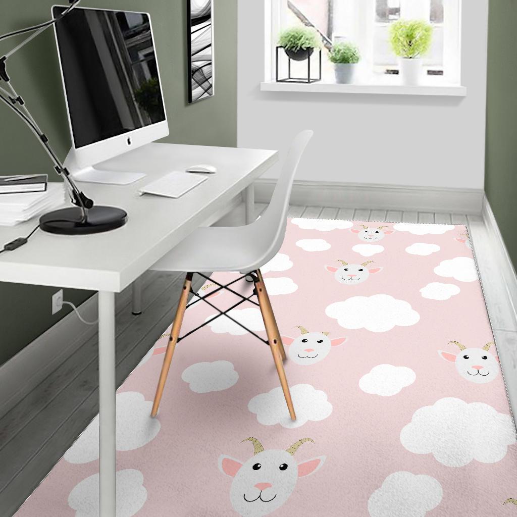 Goat Could Pink Pattern Area Rug