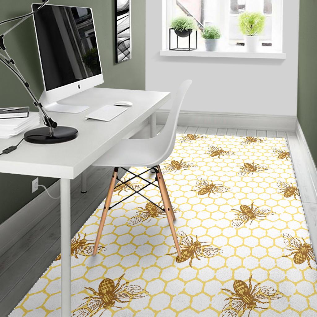Bee honeycomb seamless design pattern Area Rug