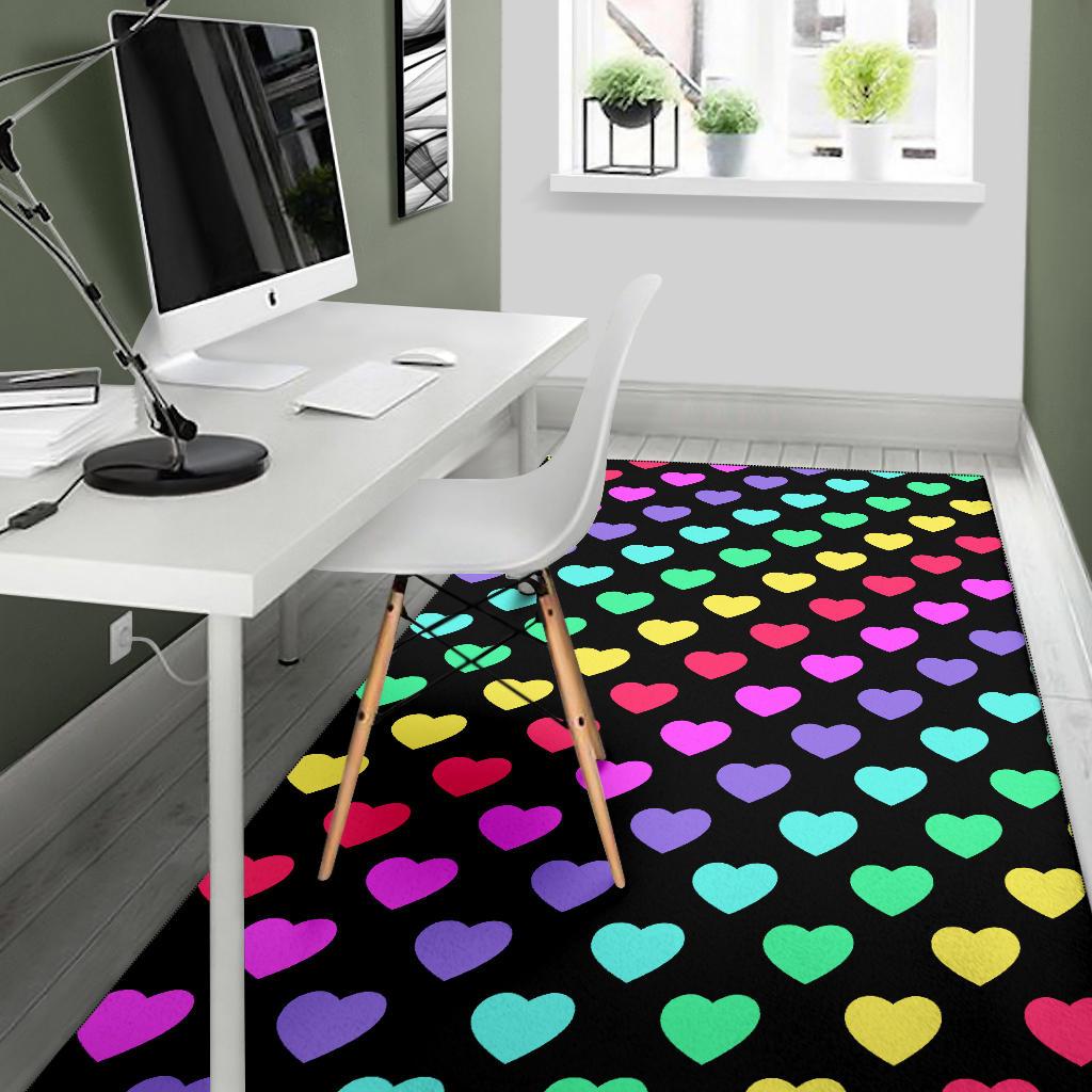 Heart Rainbow Pattern Print Design HE02 Area Rugs