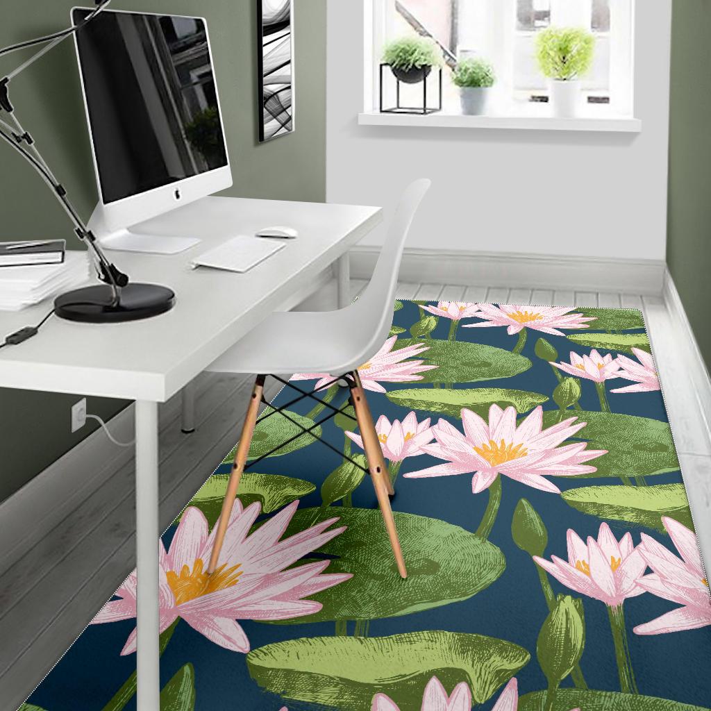 Lotus Waterlily Pattern background Area Rug