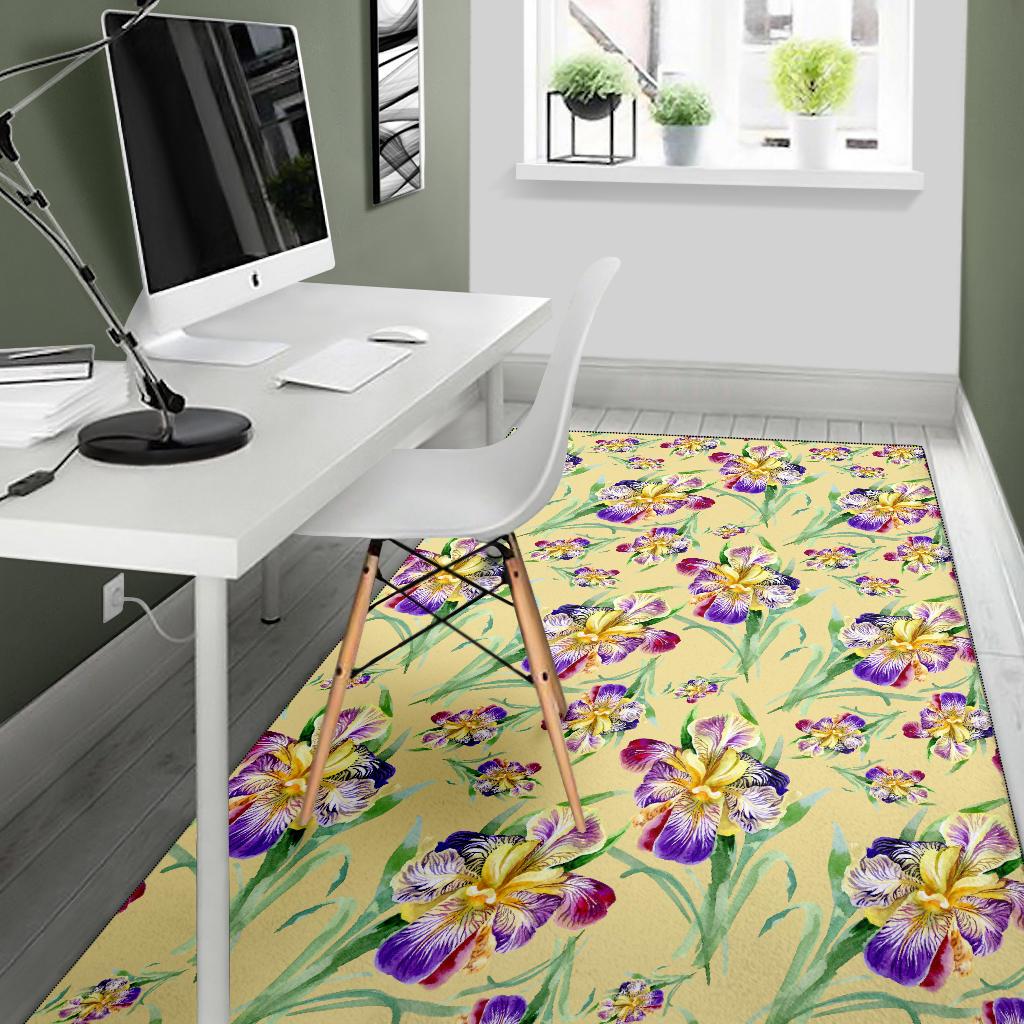 Iris Pattern Print Design IR06 Area Rugs