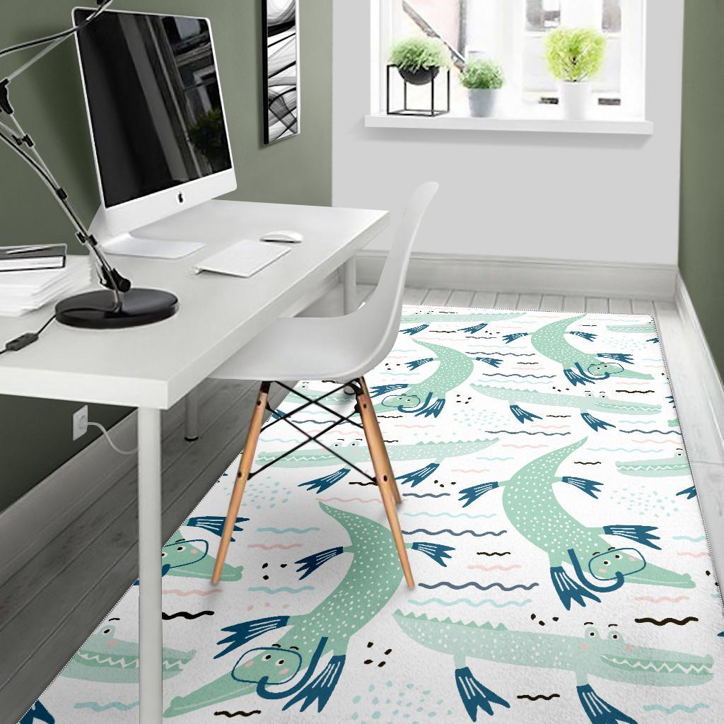Crocodile diver pattern Area Rug