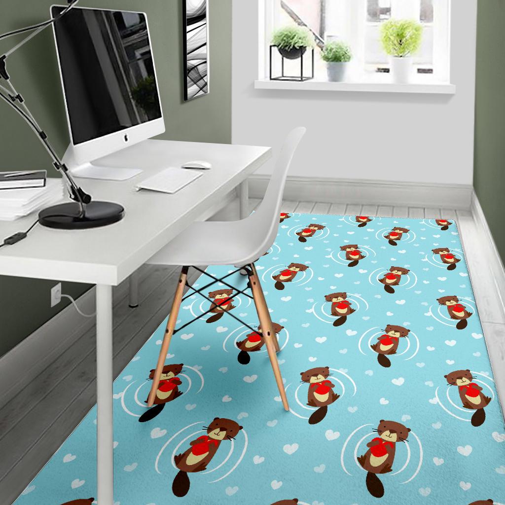 Otter Heart Pattern Area Rug