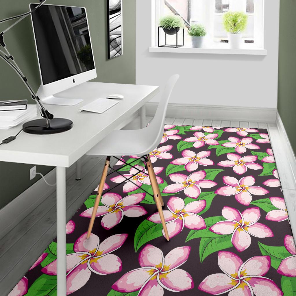 Pink Plumeria Pattern Print Design PM019 Area Rugs