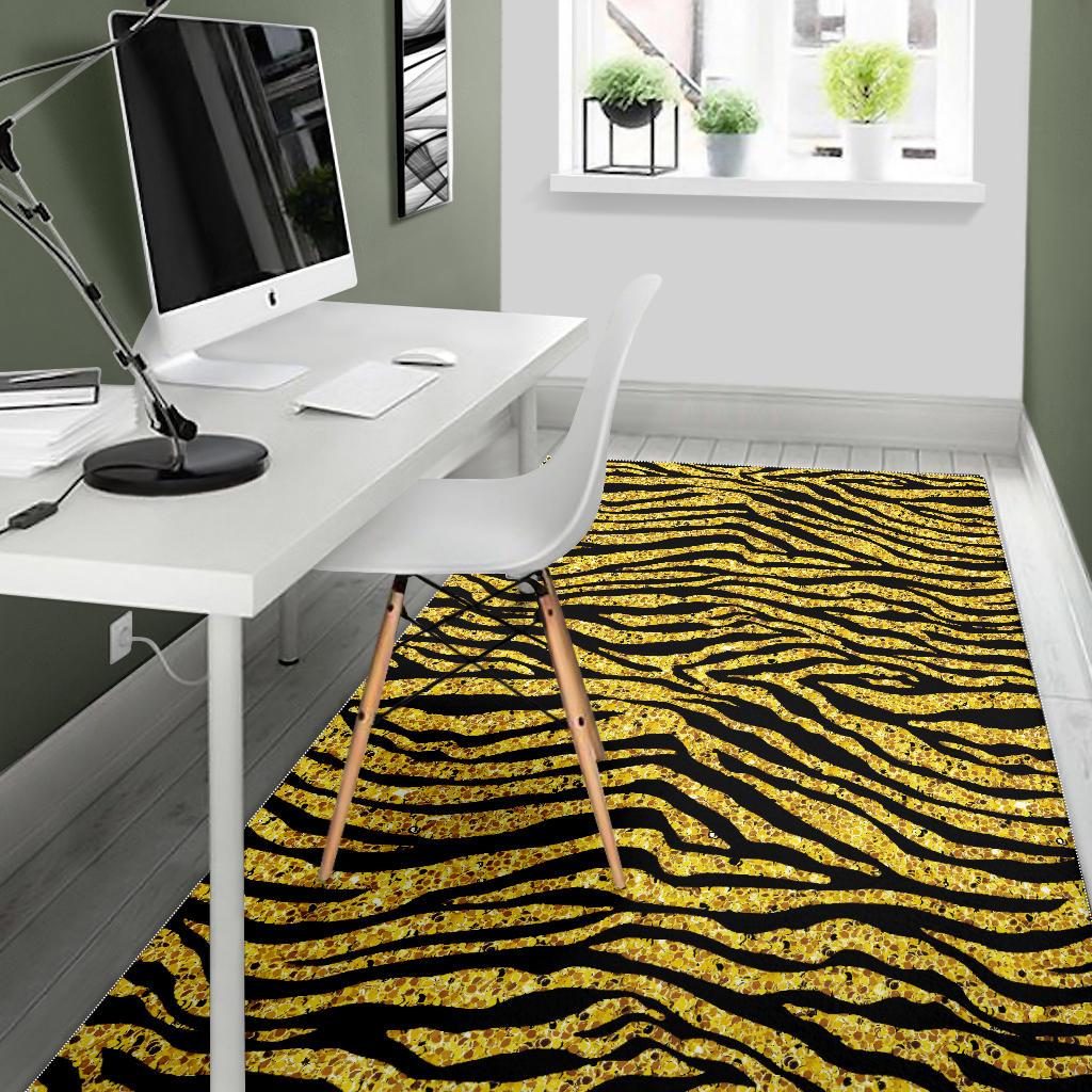Gold Bengal Tiger Pattern Area Rug