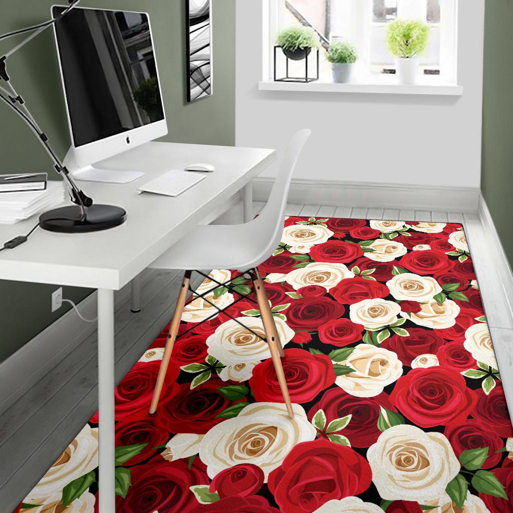 Rose Pattern Print Design RO06 Area Rugs