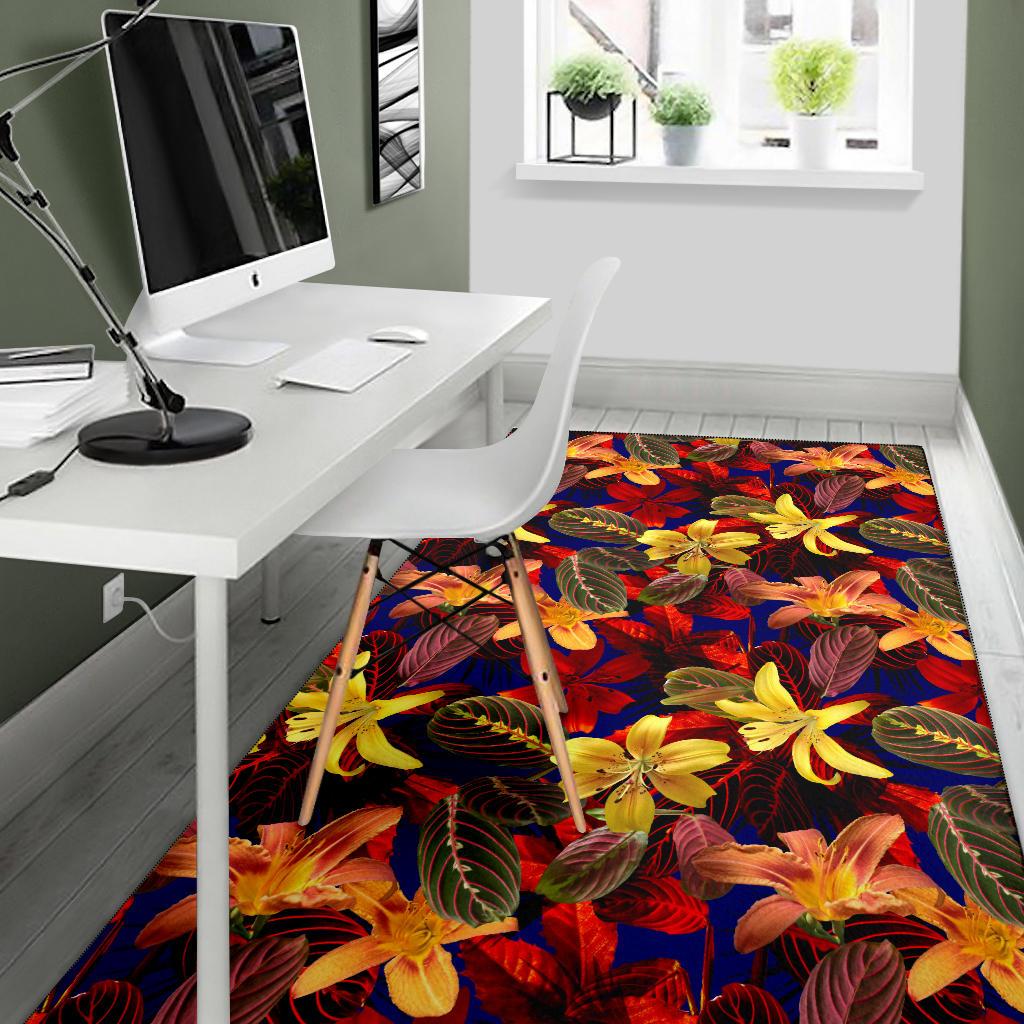 Lily Pattern Print Design LY014 Area Rugs