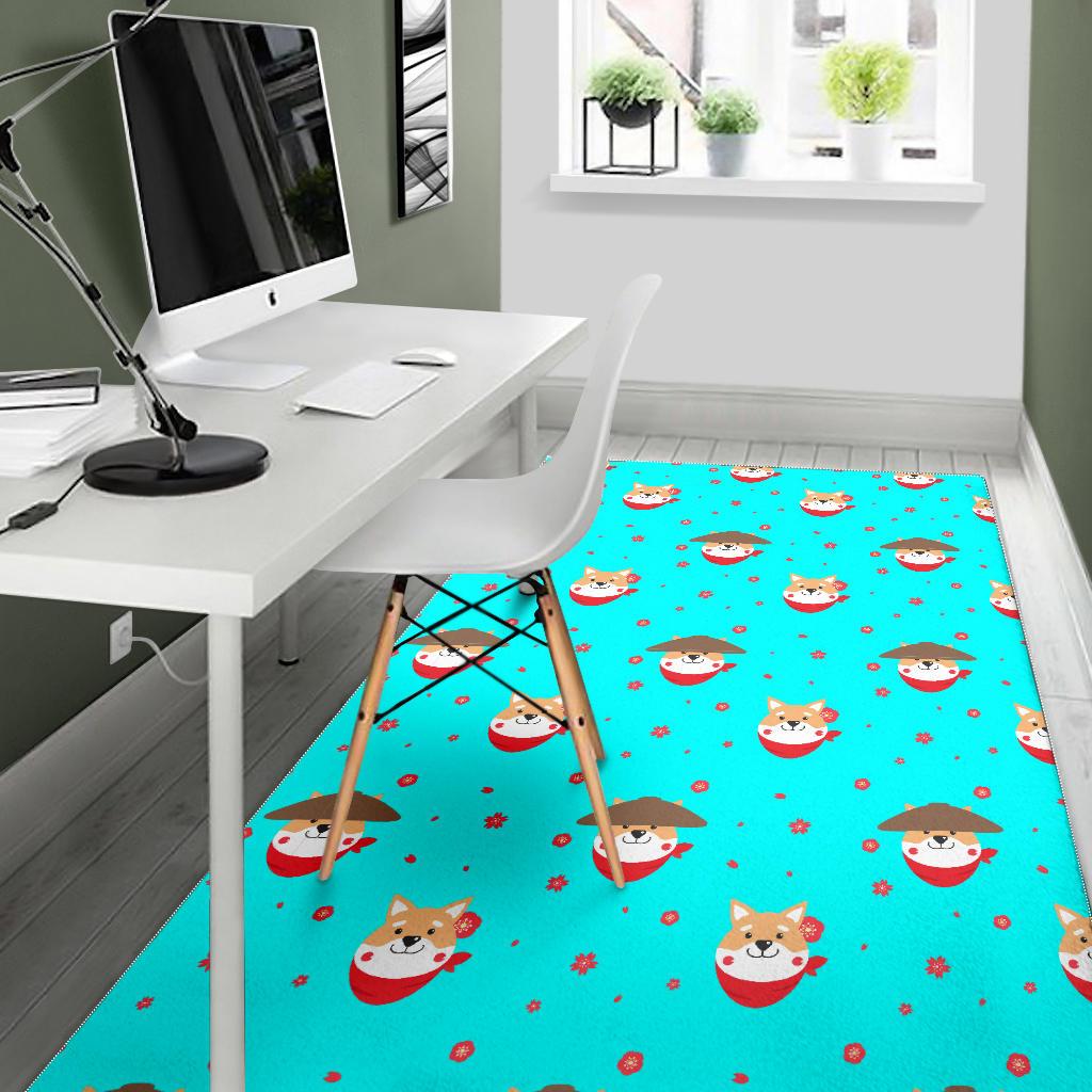 Shiba Inu Japanese Hat Pattern Area Rug