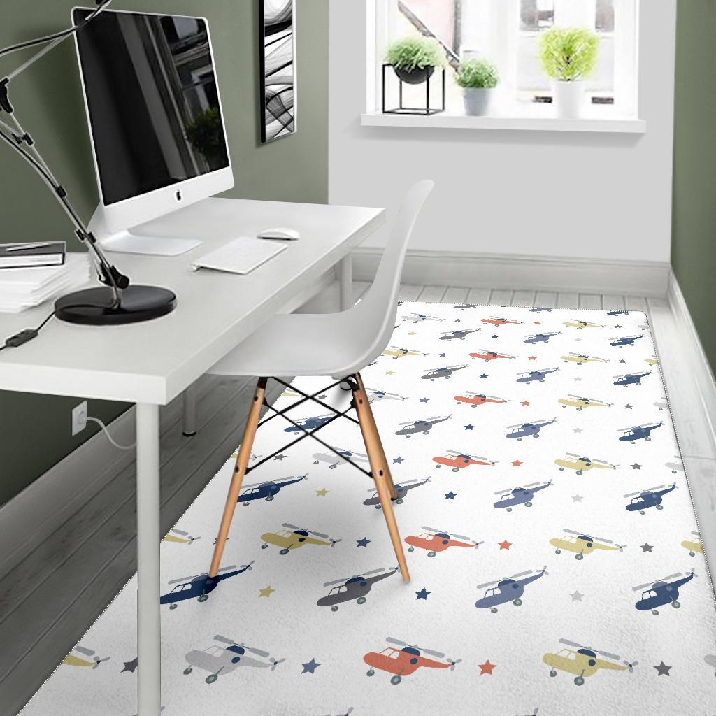 Cute helicopter star pattern Area Rug