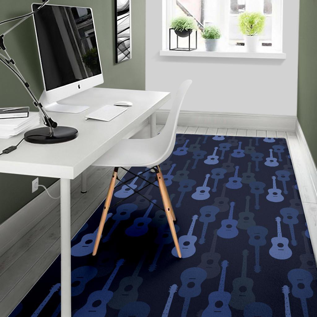 Blue Theme guitar pattern Area Rug