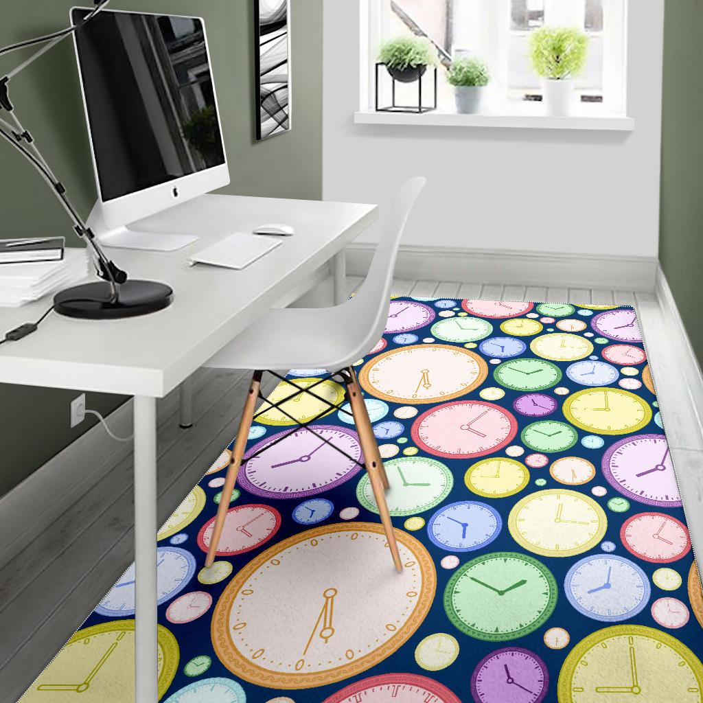 Colorful clock background Area Rug