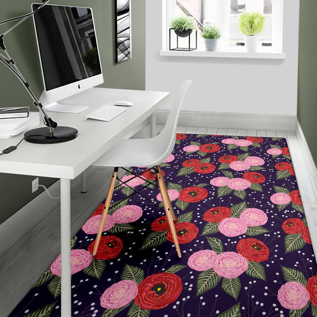 Camellia Pattern Print Design CM02 Area Rugs