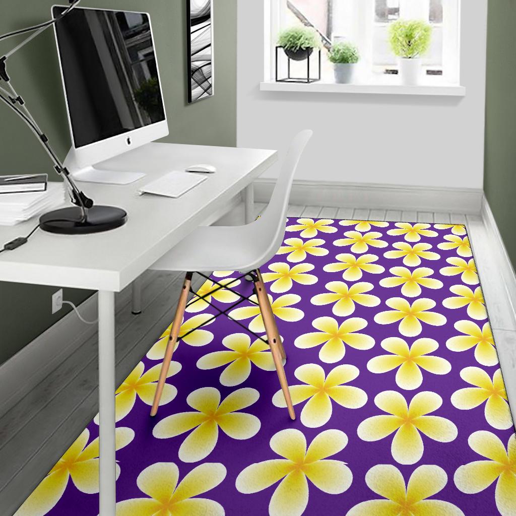 Yellow Plumeria Pattern Print Design PM05 Area Rugs