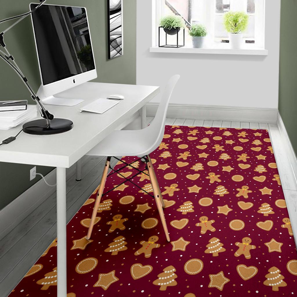 Christmas Ginger Cookie Pattern Background Area Rug