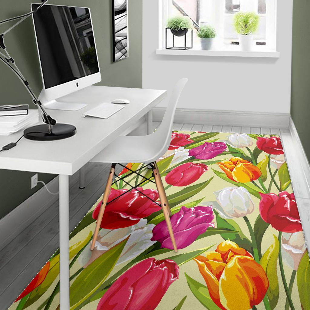 Colorful Tulip Pattern Area Rug