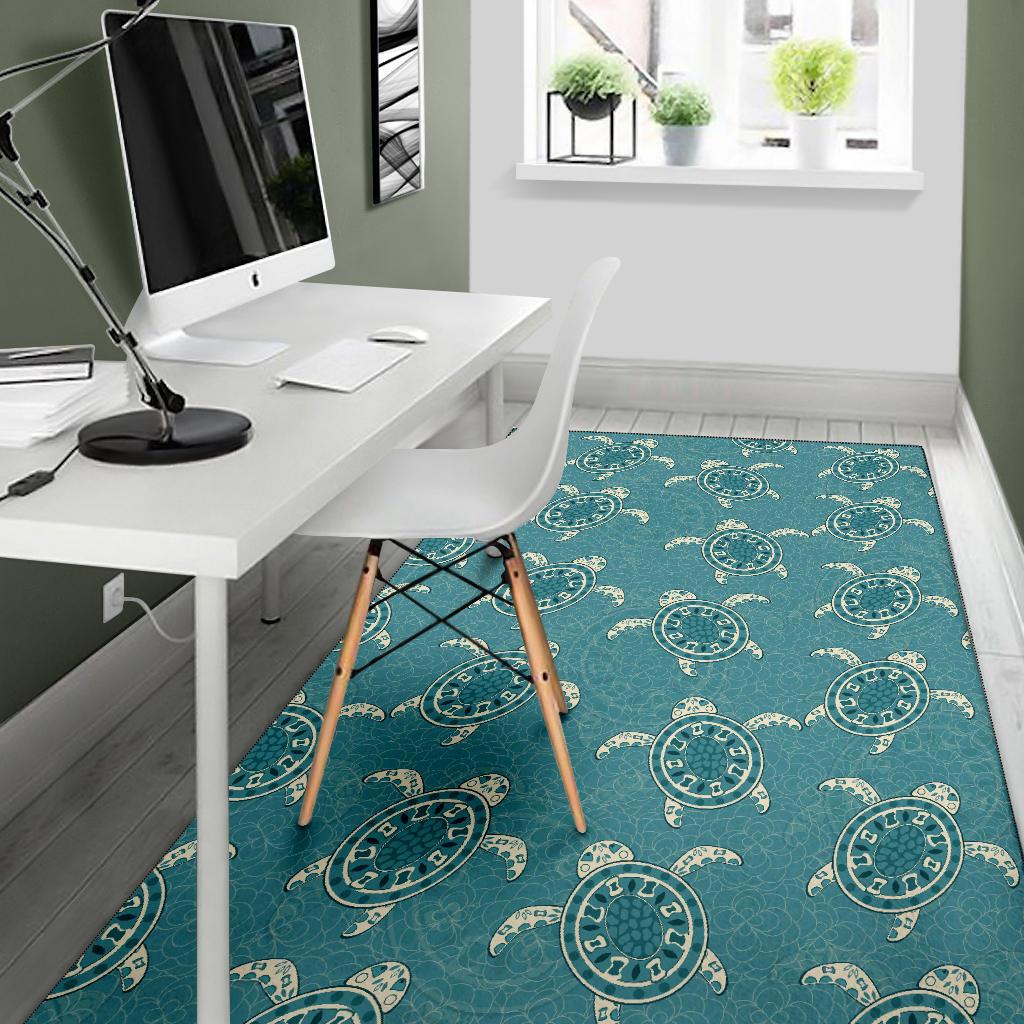 Sea Turtle Pattern Print Design T02 Area Rugs