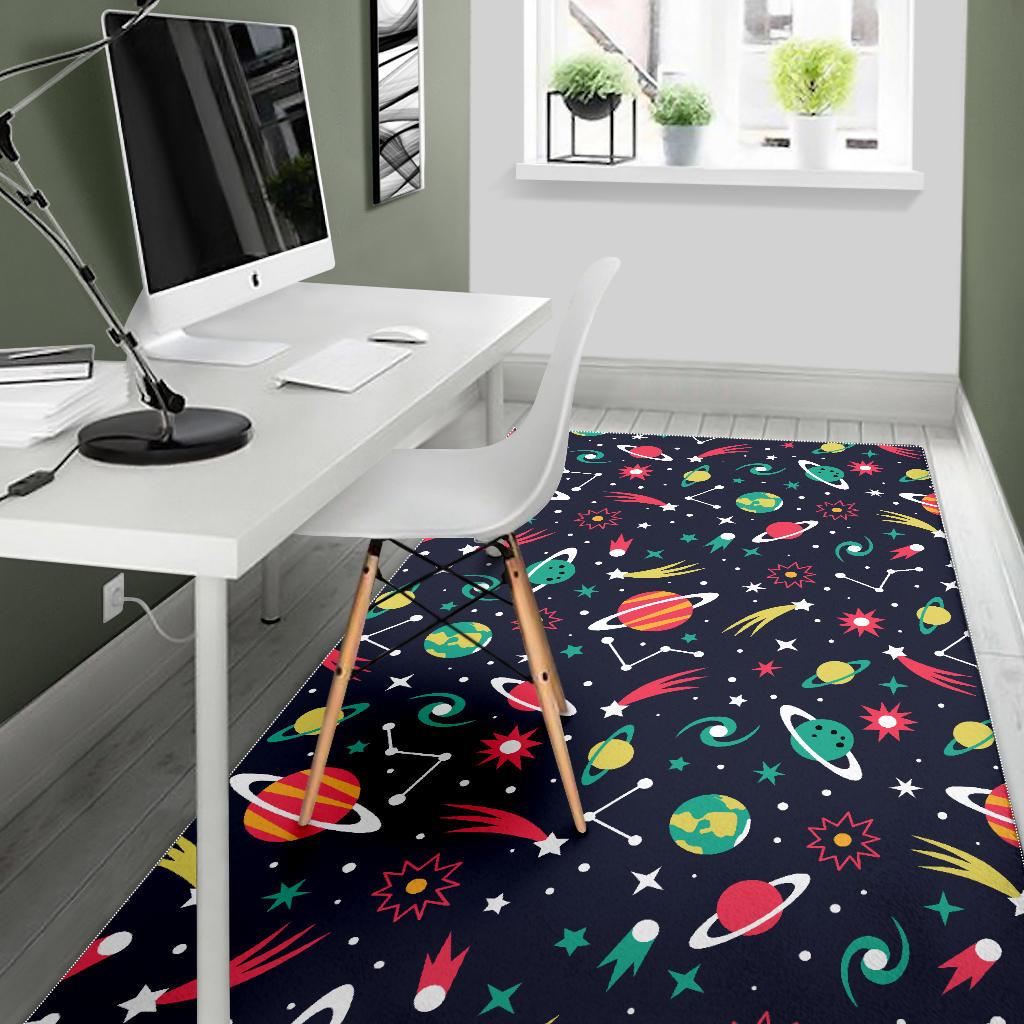 colorful space pattern planet star Area Rug