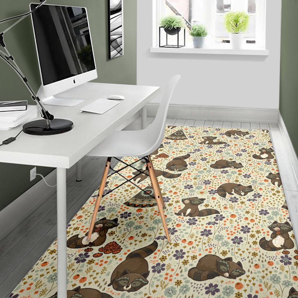 Raccoon Pattern Area Rug