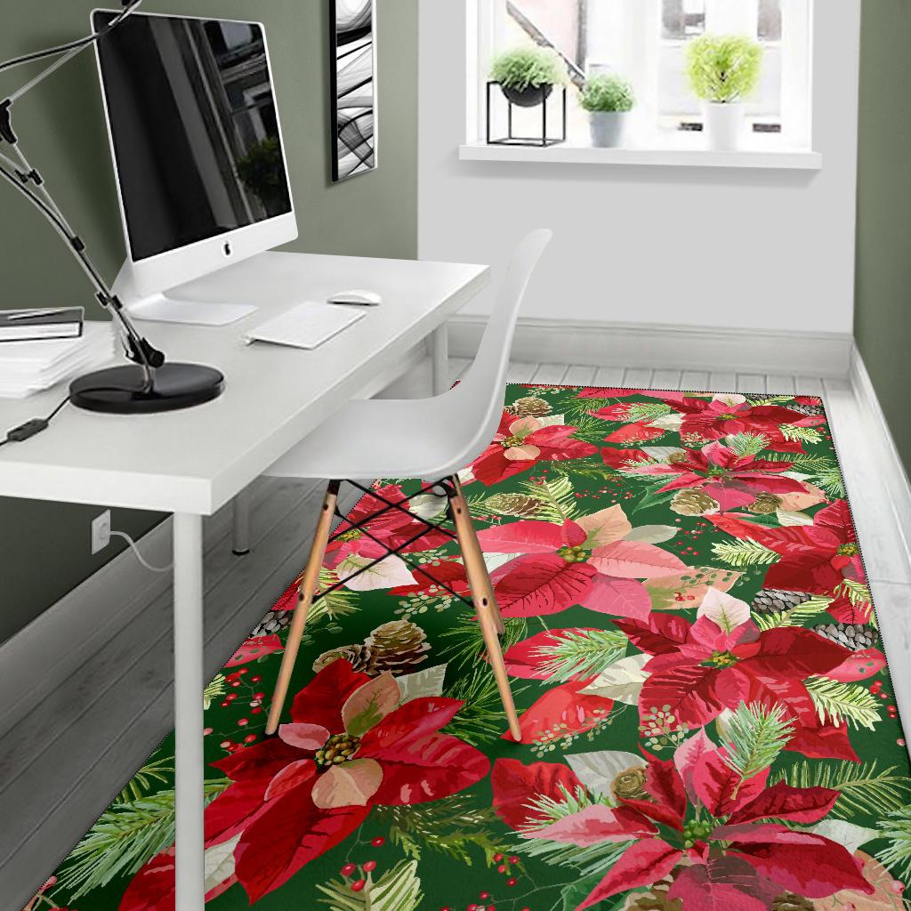 Poinsettia Pattern Print Design POT03 Area Rugs